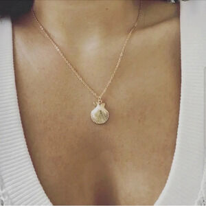 Minimalist Shell Necklace Gold 14k Summer Beach